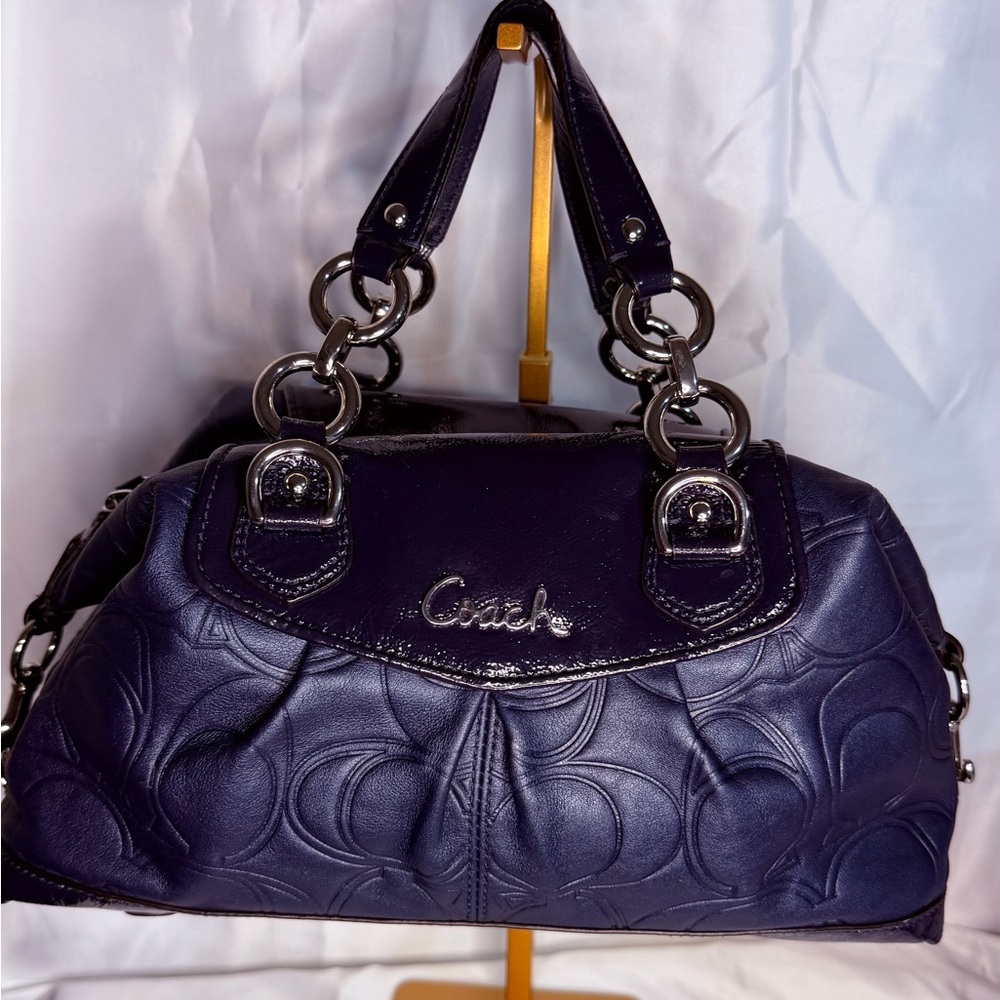 Coach Dark Purple Embossed Satchel